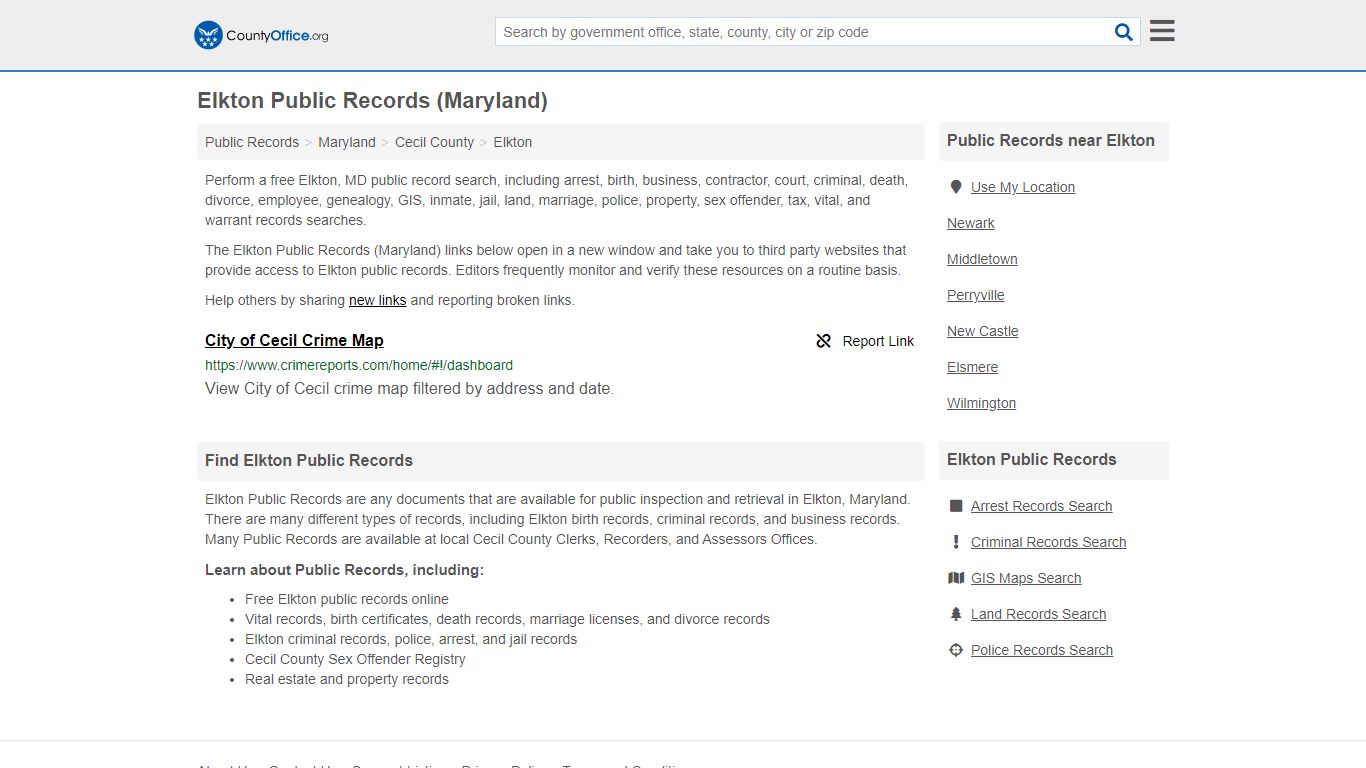 Public Records - Elkton, MD (Business, Criminal, GIS ...