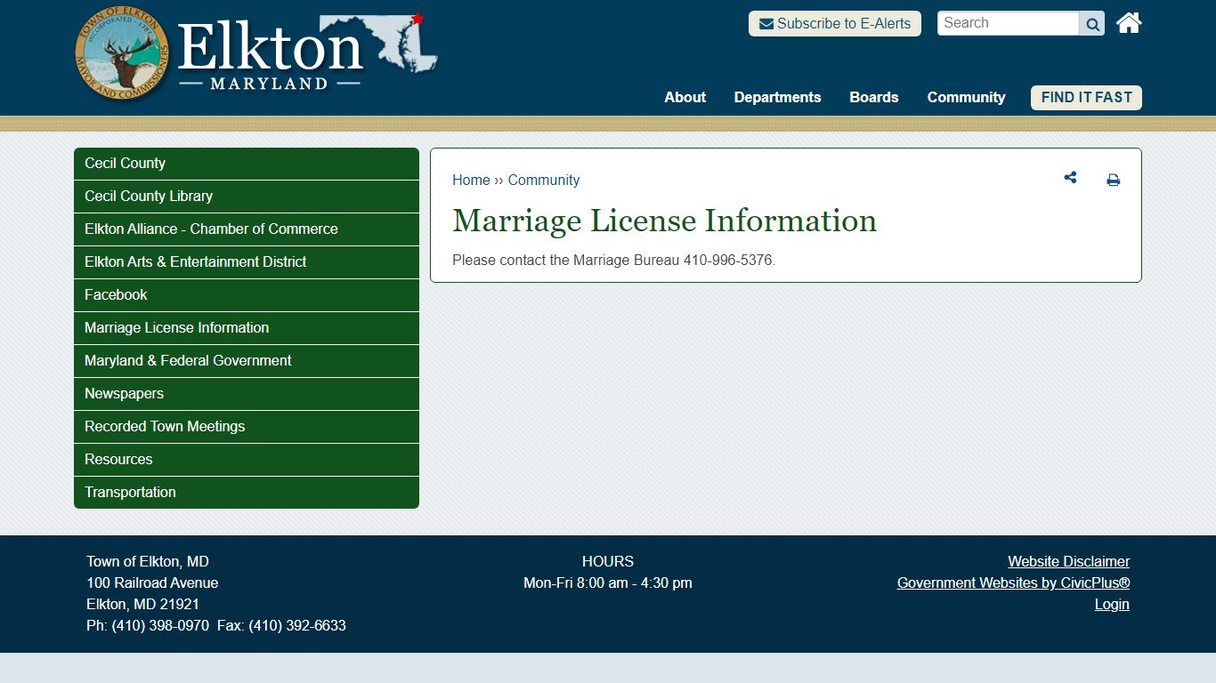 Marriage License Information | Elkton MD